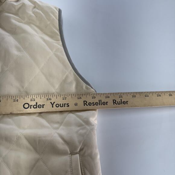 Ralph Lauren Vest Womens Medium Cream Grey Quilted Reversible Outdoors‎ Layers - Picture 8 of 9